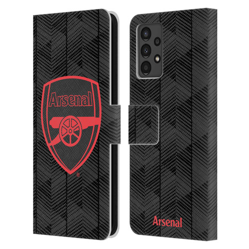 Arsenal FC Crest and Gunners Logo Black Leather Book Wallet Case Cover For Samsung Galaxy A13 (2022)