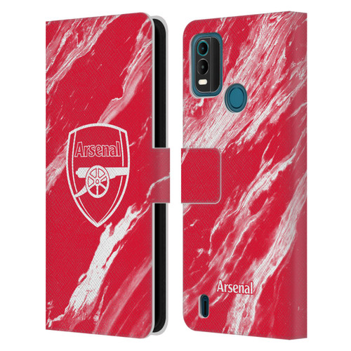 Arsenal FC Crest Patterns Red Marble Leather Book Wallet Case Cover For Nokia G11 Plus