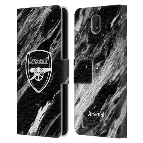 Arsenal FC Crest Patterns Marble Leather Book Wallet Case Cover For Nokia C01 Plus/C1 2nd Edition