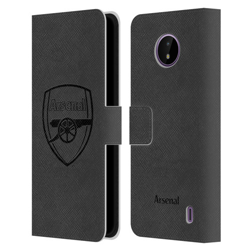 Arsenal FC Crest 2 Black Logo Leather Book Wallet Case Cover For Nokia C10 / C20