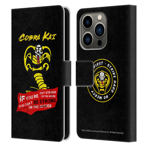 Cobra Kai Composed Art Be Strong Logo Leather Book Wallet Case Cover For Apple iPhone 14 Pro