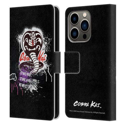 Cobra Kai Composed Art No Mercy Logo Leather Book Wallet Case Cover For Apple iPhone 14 Pro