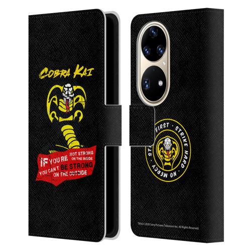 Cobra Kai Composed Art Be Strong Logo Leather Book Wallet Case Cover For Huawei P50 Pro