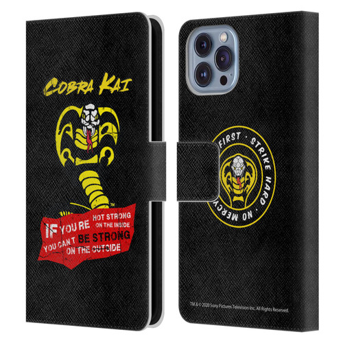 Cobra Kai Composed Art Be Strong Logo Leather Book Wallet Case Cover For Apple iPhone 14