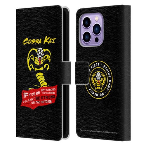 Cobra Kai Composed Art Be Strong Logo Leather Book Wallet Case Cover For Apple iPhone 14 Pro Max