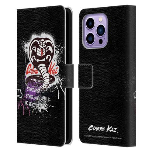 Cobra Kai Composed Art No Mercy Logo Leather Book Wallet Case Cover For Apple iPhone 14 Pro Max