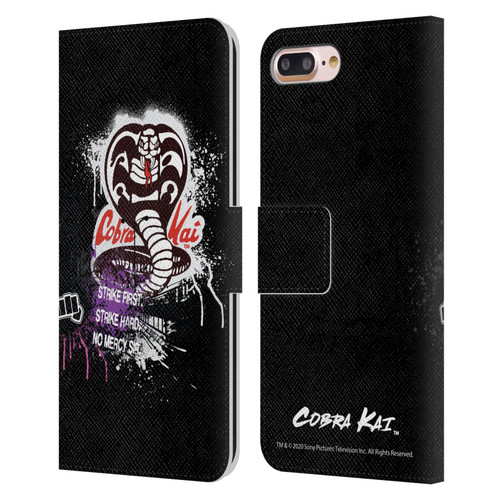 Cobra Kai Composed Art No Mercy Logo Leather Book Wallet Case Cover For Apple iPhone 7 Plus / iPhone 8 Plus