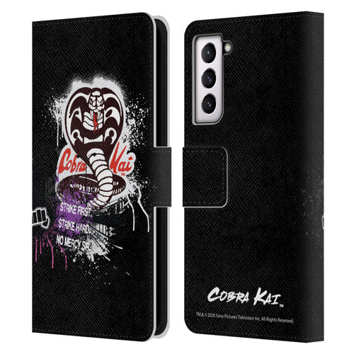 Cobra Kai Composed Art No Mercy Logo Leather Book Wallet Case Cover For Samsung Galaxy S21 5G