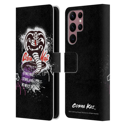 Cobra Kai Composed Art No Mercy Logo Leather Book Wallet Case Cover For Samsung Galaxy S22 Ultra 5G