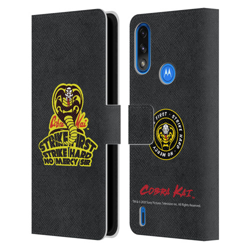 Cobra Kai Graphics 2 Strike Hard Logo Leather Book Wallet Case Cover For Motorola Moto E7 Power / Moto E7i Power