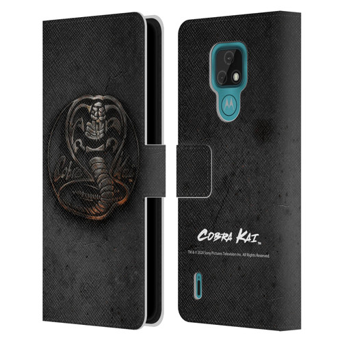 Cobra Kai Graphics Metal Logo Leather Book Wallet Case Cover For Motorola Moto E7