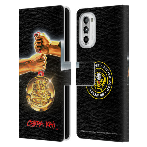 Cobra Kai Graphics Gold Medal Leather Book Wallet Case Cover For Motorola Moto G52