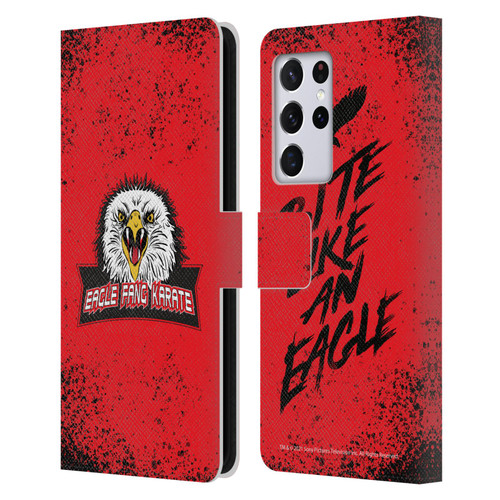 Cobra Kai Key Art Eagle Fang Logo Leather Book Wallet Case Cover For Samsung Galaxy S21 Ultra 5G