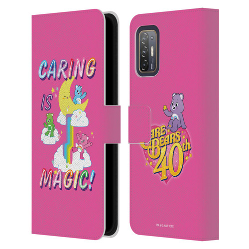 Care Bears 40th Anniversary Caring Is Magic Leather Book Wallet Case Cover For HTC Desire 21 Pro 5G