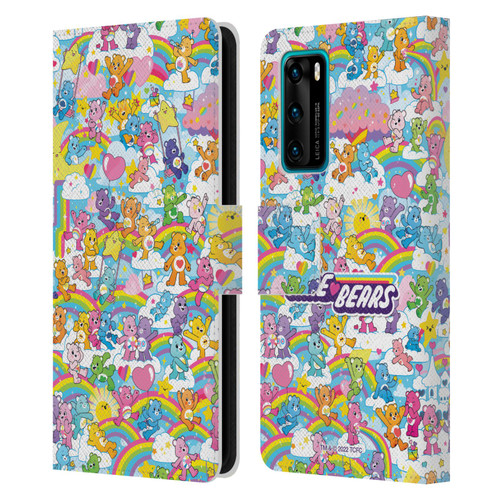 Care Bears 40th Anniversary Rainbow Leather Book Wallet Case Cover For Huawei P40 5G
