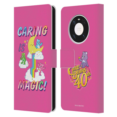 Care Bears 40th Anniversary Caring Is Magic Leather Book Wallet Case Cover For Huawei Mate 40 Pro 5G