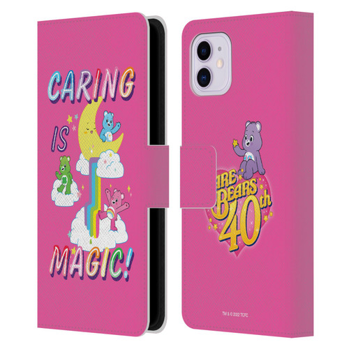 Care Bears 40th Anniversary Caring Is Magic Leather Book Wallet Case Cover For Apple iPhone 11