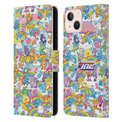 Care Bears 40th Anniversary Rainbow Leather Book Wallet Case Cover For Apple iPhone 13