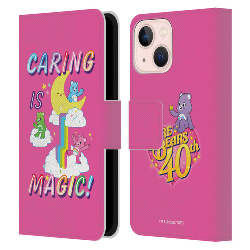 Care Bears 40th Anniversary Caring Is Magic Leather Book Wallet Case Cover For Apple iPhone 13 Mini