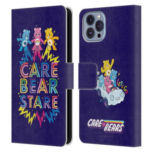 Care Bears 40th Anniversary Stare Leather Book Wallet Case Cover For Apple iPhone 14