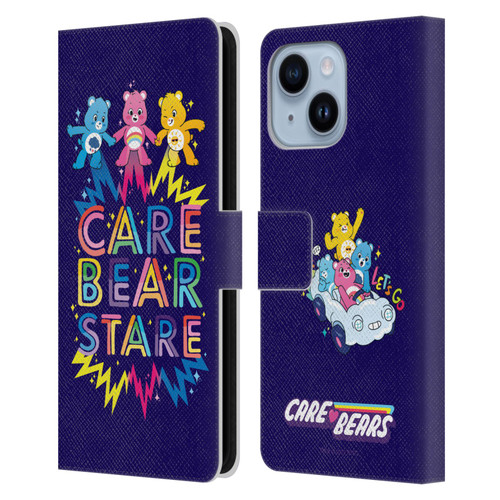 Care Bears 40th Anniversary Stare Leather Book Wallet Case Cover For Apple iPhone 14 Plus
