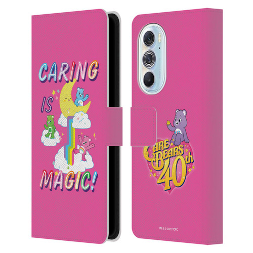 Care Bears 40th Anniversary Caring Is Magic Leather Book Wallet Case Cover For Motorola Edge X30