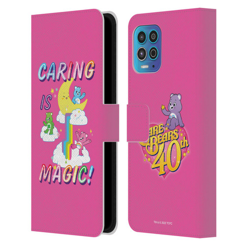 Care Bears 40th Anniversary Caring Is Magic Leather Book Wallet Case Cover For Motorola Moto G100