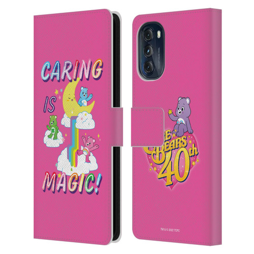 Care Bears 40th Anniversary Caring Is Magic Leather Book Wallet Case Cover For Motorola Moto G (2022)