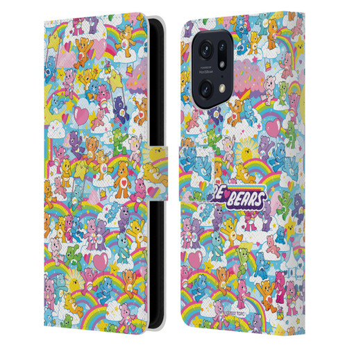 Care Bears 40th Anniversary Rainbow Leather Book Wallet Case Cover For OPPO Find X5