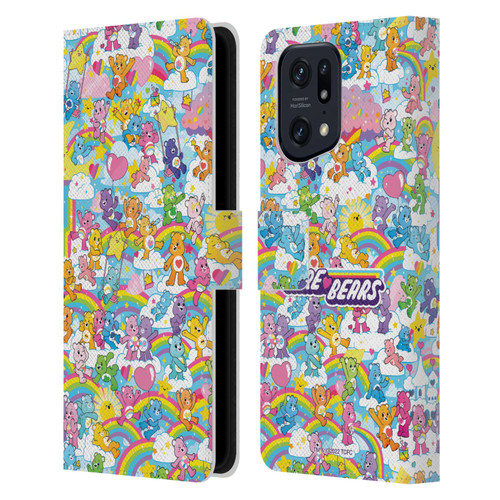 Care Bears 40th Anniversary Rainbow Leather Book Wallet Case Cover For OPPO Find X5 Pro