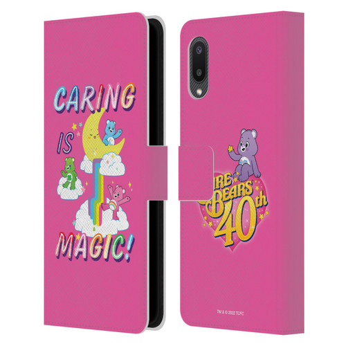 Care Bears 40th Anniversary Caring Is Magic Leather Book Wallet Case Cover For Samsung Galaxy A02/M02 (2021)