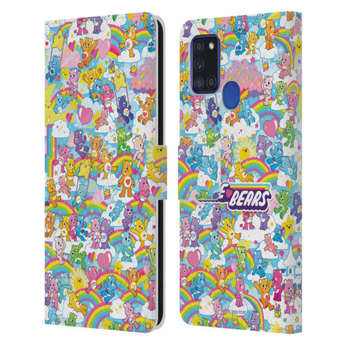 Care Bears 40th Anniversary Rainbow Leather Book Wallet Case Cover For Samsung Galaxy A21s (2020)