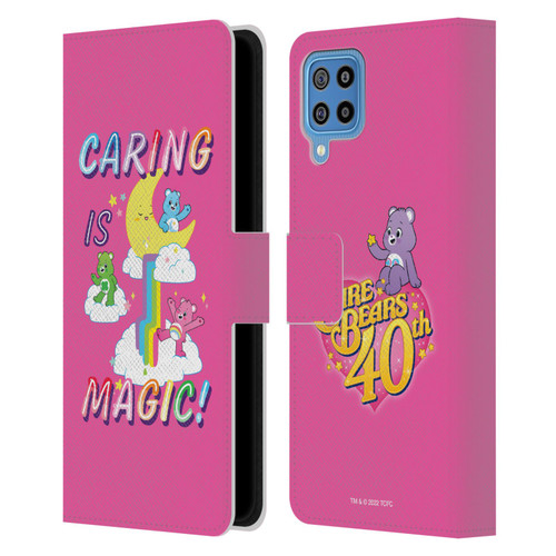 Care Bears 40th Anniversary Caring Is Magic Leather Book Wallet Case Cover For Samsung Galaxy F22 (2021)