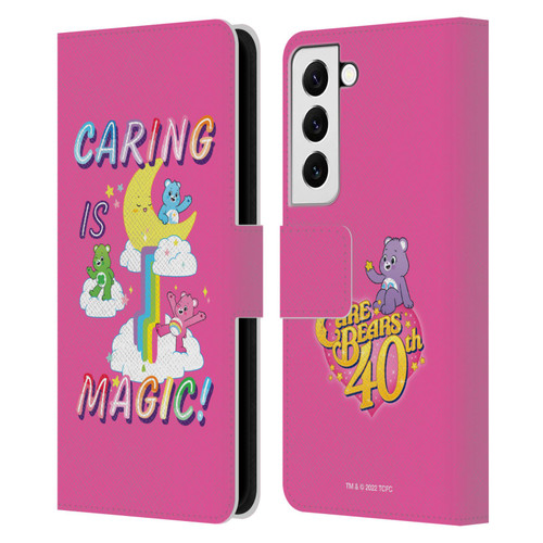 Care Bears 40th Anniversary Caring Is Magic Leather Book Wallet Case Cover For Samsung Galaxy S22 5G