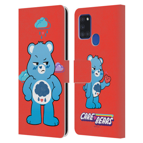 Care Bears Characters Grumpy Leather Book Wallet Case Cover For Samsung Galaxy A21s (2020)