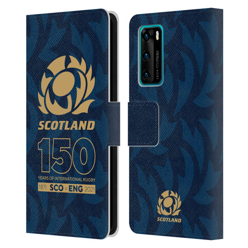 Scotland Rugby 150th Anniversary Thistle Leather Book Wallet Case Cover For Huawei P40 5G