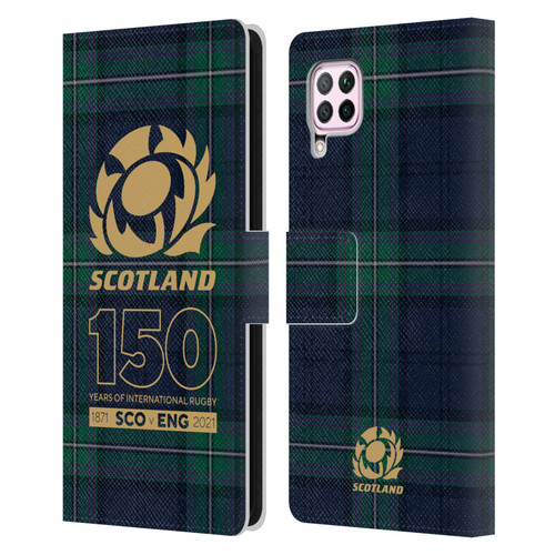 Scotland Rugby 150th Anniversary Tartan Leather Book Wallet Case Cover For Huawei Nova 6 SE / P40 Lite