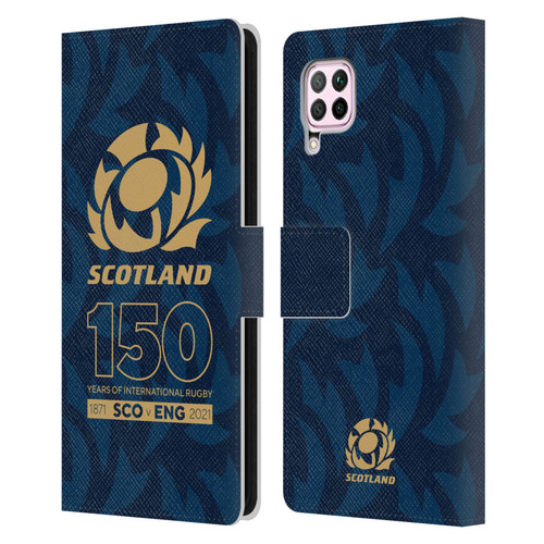 Scotland Rugby 150th Anniversary Thistle Leather Book Wallet Case Cover For Huawei Nova 6 SE / P40 Lite