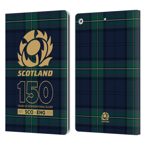Scotland Rugby 150th Anniversary Tartan Leather Book Wallet Case Cover For Apple iPad 10.2 2019/2020/2021