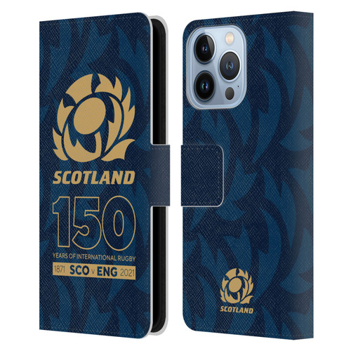 Scotland Rugby 150th Anniversary Thistle Leather Book Wallet Case Cover For Apple iPhone 13 Pro