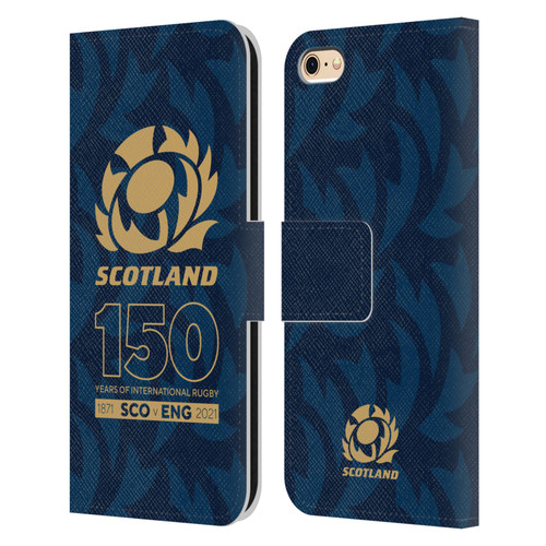 Scotland Rugby 150th Anniversary Thistle Leather Book Wallet Case Cover For Apple iPhone 6 / iPhone 6s