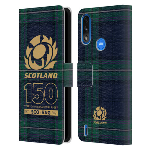 Scotland Rugby 150th Anniversary Tartan Leather Book Wallet Case Cover For Motorola Moto E7 Power / Moto E7i Power