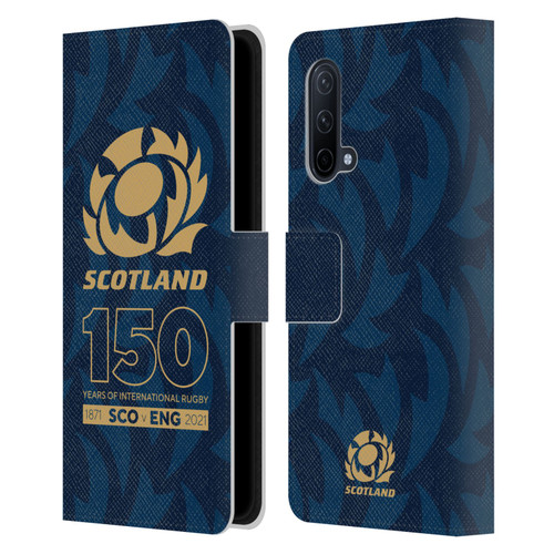 Scotland Rugby 150th Anniversary Thistle Leather Book Wallet Case Cover For OnePlus Nord CE 5G