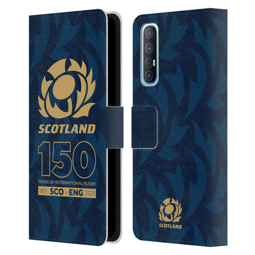 Scotland Rugby 150th Anniversary Thistle Leather Book Wallet Case Cover For OPPO Find X2 Neo 5G