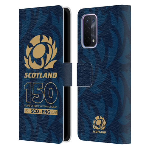 Scotland Rugby 150th Anniversary Thistle Leather Book Wallet Case Cover For OPPO A54 5G