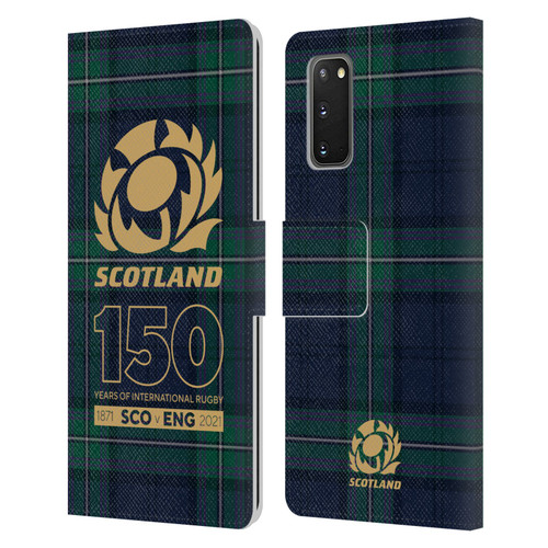 Scotland Rugby 150th Anniversary Tartan Leather Book Wallet Case Cover For Samsung Galaxy S20 / S20 5G