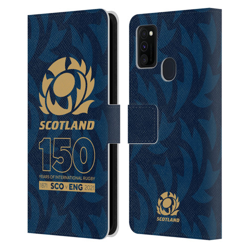 Scotland Rugby 150th Anniversary Thistle Leather Book Wallet Case Cover For Samsung Galaxy M30s (2019)/M21 (2020)