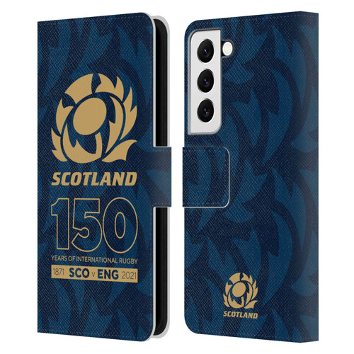 Scotland Rugby 150th Anniversary Thistle Leather Book Wallet Case Cover For Samsung Galaxy S22 5G