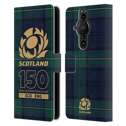 Scotland Rugby 150th Anniversary Tartan Leather Book Wallet Case Cover For Sony Xperia Pro-I