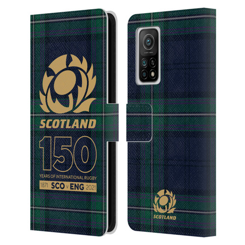 Scotland Rugby 150th Anniversary Tartan Leather Book Wallet Case Cover For Xiaomi Mi 10T 5G